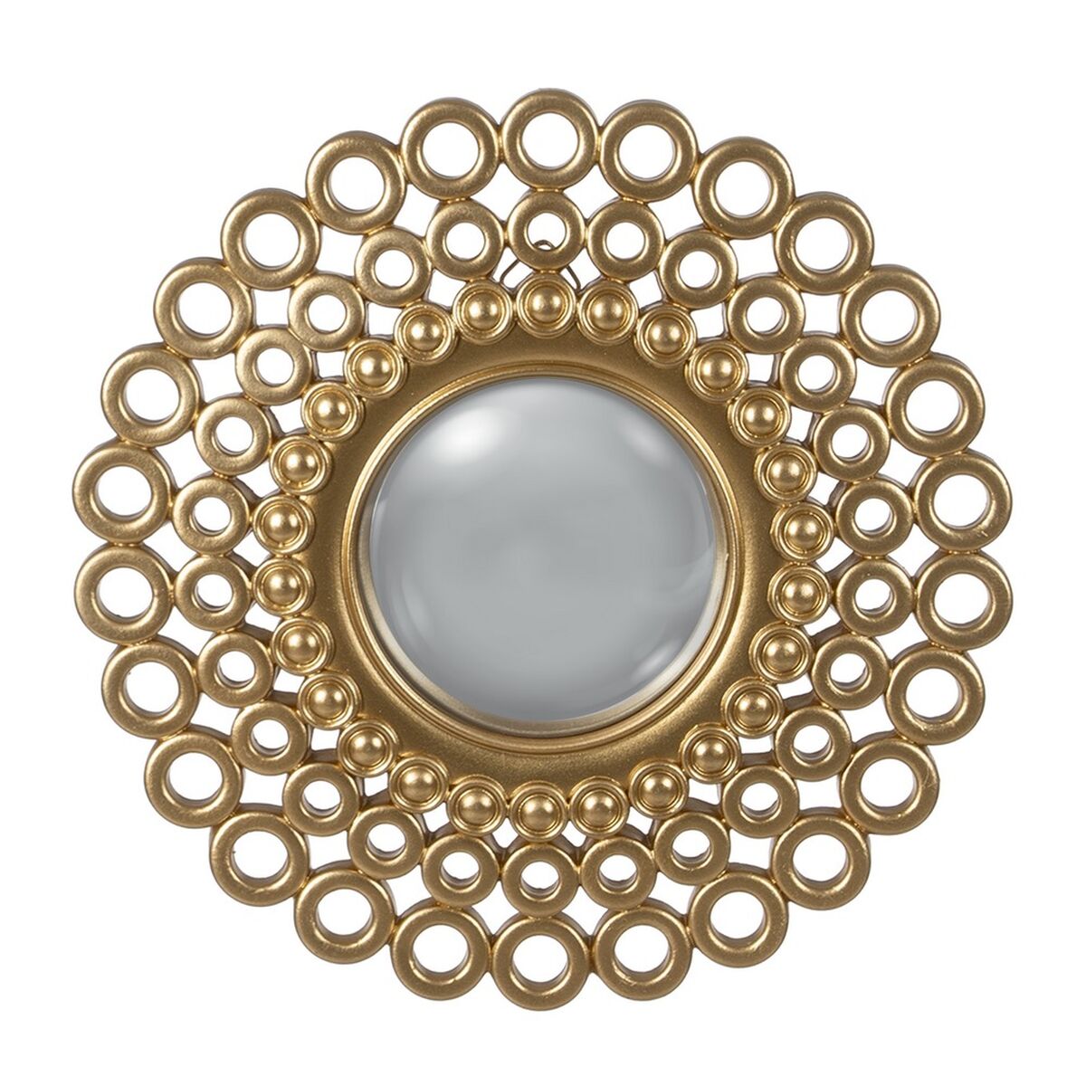 Golden Polyresin wall mirror 22.8 x 1.5 x 22.8 cm