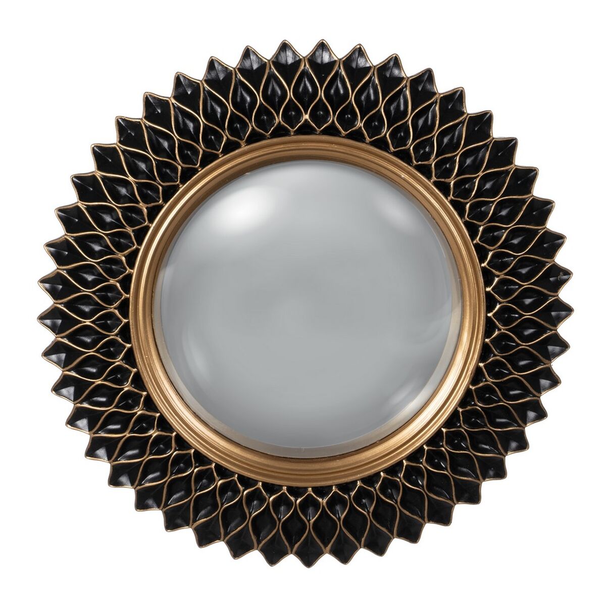 Wall mirror Black Gold Resin Polyresin 32 x 2.3 x 32 cm