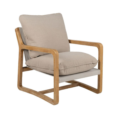 Natural Beige Armchair Rubber Wood Sponge Ash Wood Foam 65 x 69 x 83 cm