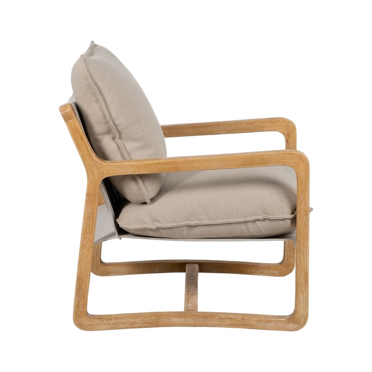 Natural Beige Armchair Rubber Wood Sponge Ash Wood Foam 65 x 69 x 83 cm