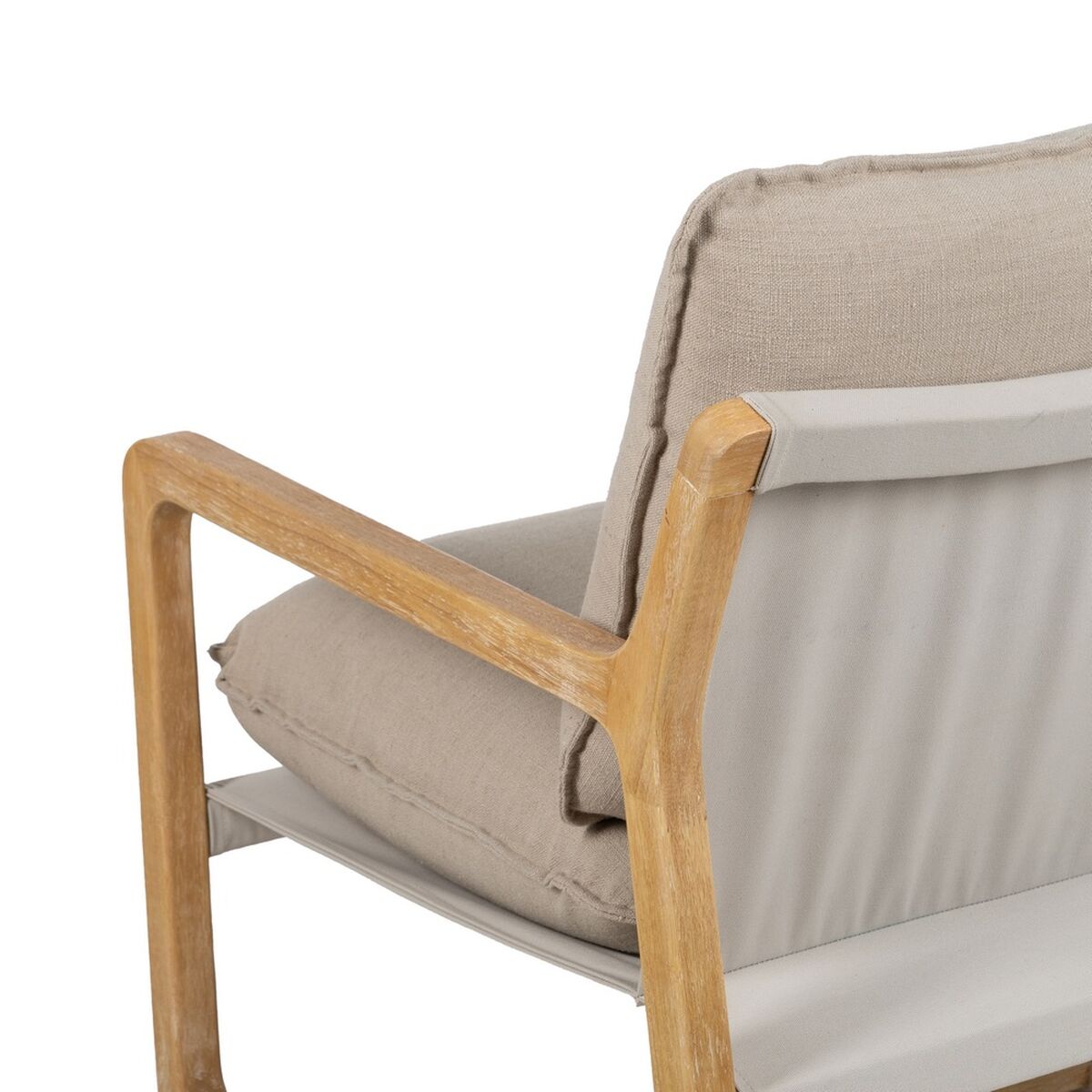 Natural Beige Armchair Rubber Wood Sponge Ash Wood Foam 65 x 69 x 83 cm