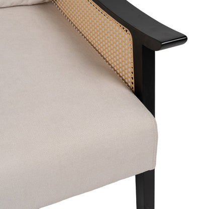 Black Beige Armchair Polyethylene Rubber Wood MDF Foam 100% Polyester 69.5 x 83 x 80 cm