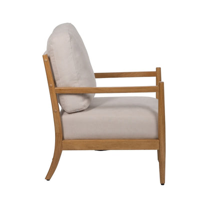 Natural Beige Armchair Rubber Wood MDF Foam 100% Polyester 65 x 71 x 88 cm