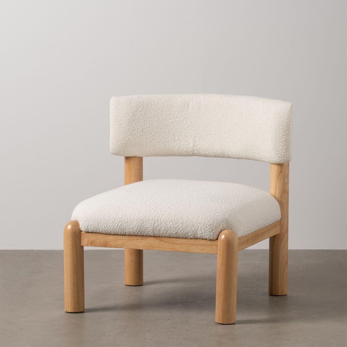 Natural White Polyurethane Rubber Wood Armchair 62 x 62 x 71 cm