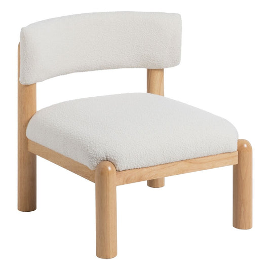 Natural White Polyurethane Rubber Wood Armchair 62 x 62 x 71 cm