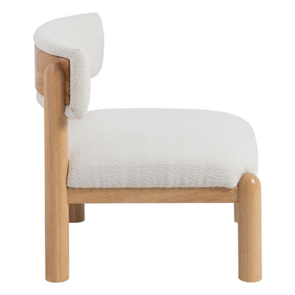 Natural White Polyurethane Rubber Wood Armchair 62 x 62 x 71 cm