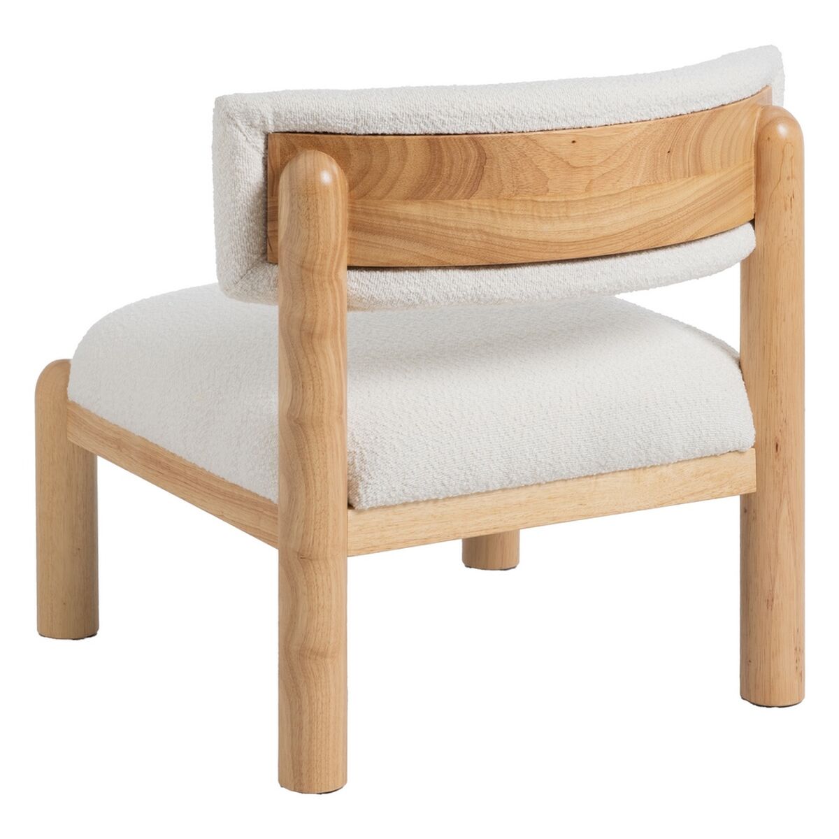 Natural White Polyurethane Rubber Wood Armchair 62 x 62 x 71 cm