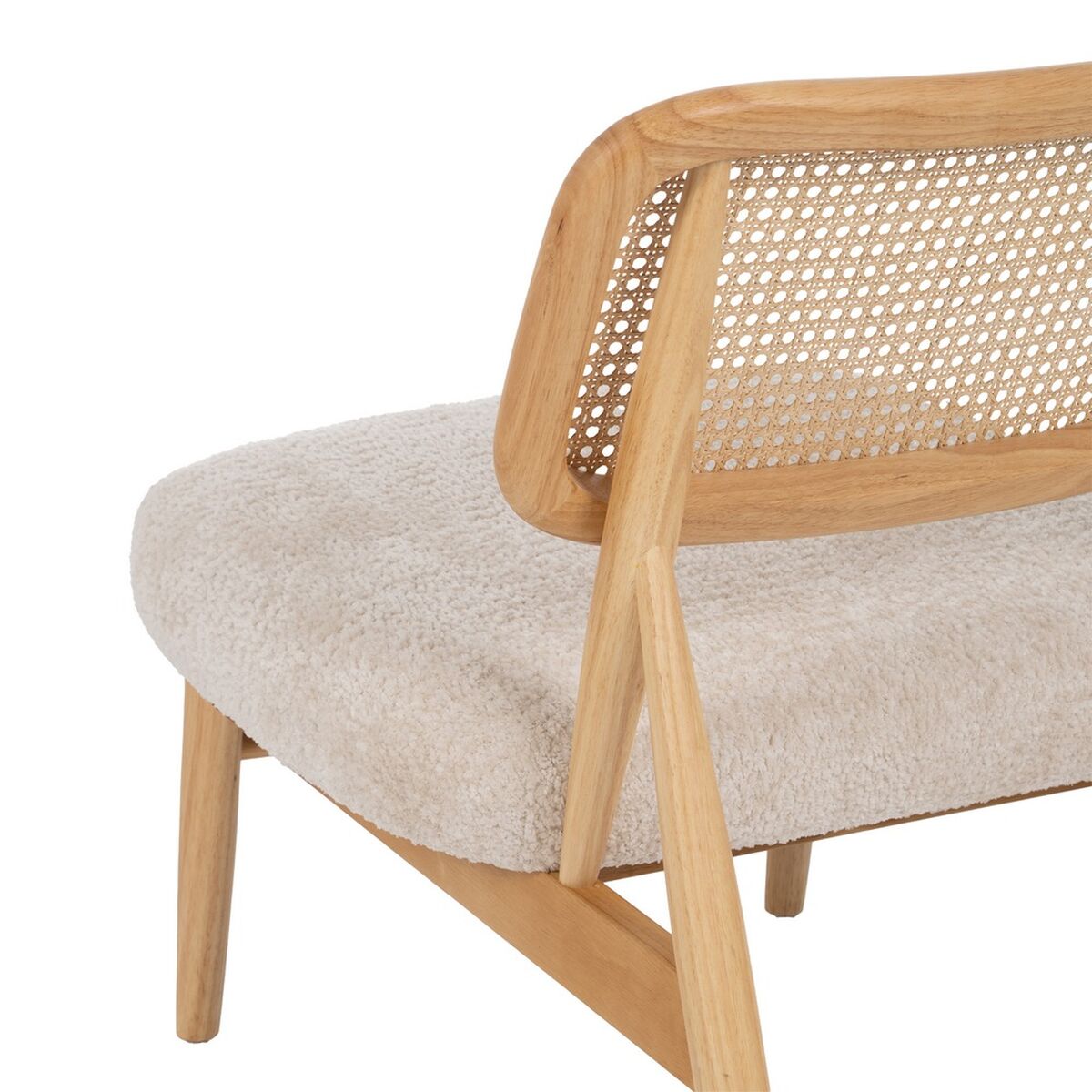 Sillón Crema Natural Madera de caucho Foam Tejido 62 x 70 x 72 cm