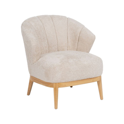 Sillón Crema Natural Madera de caucho Foam Tejido 71 x 75 x 76 cm