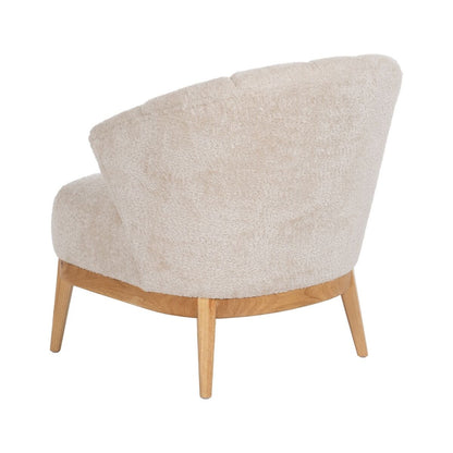 Sillón Crema Natural Madera de caucho Foam Tejido 71 x 75 x 76 cm