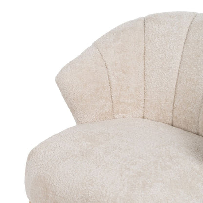 Sillón Crema Natural Madera de caucho Foam Tejido 71 x 75 x 76 cm