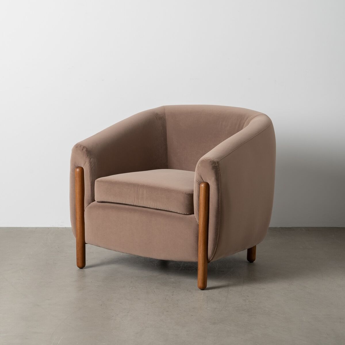 Natural Taupe Armchair Rubber Wood Foam Fabric 87 x 80 x 81 cm