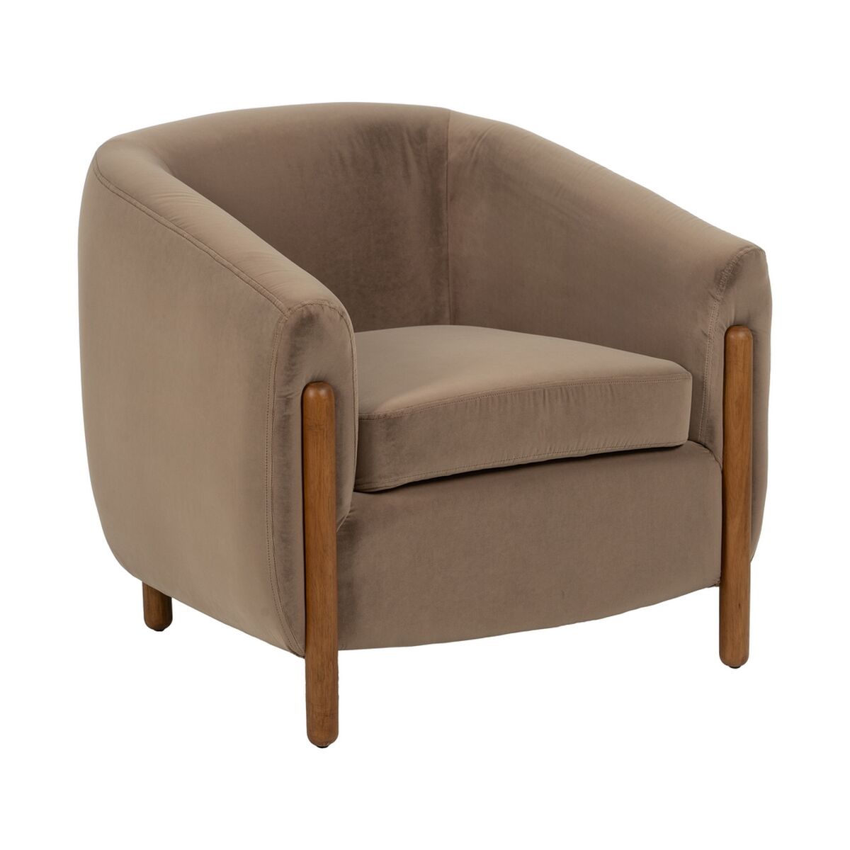 Natural Taupe Armchair Rubber Wood Foam Fabric 87 x 80 x 81 cm