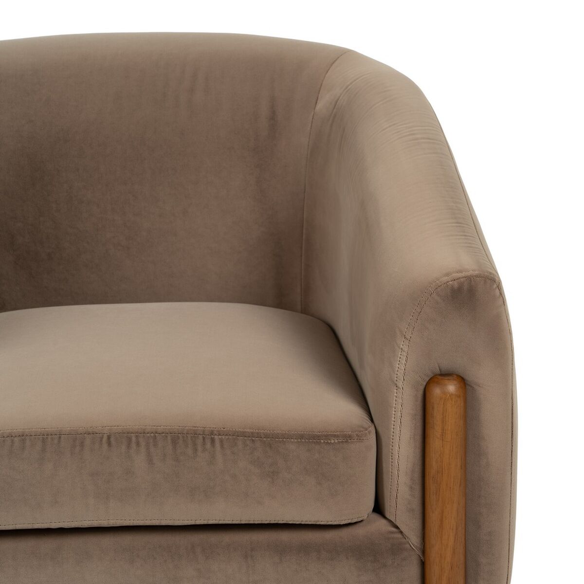 Natural Taupe Armchair Rubber Wood Foam Fabric 87 x 80 x 81 cm