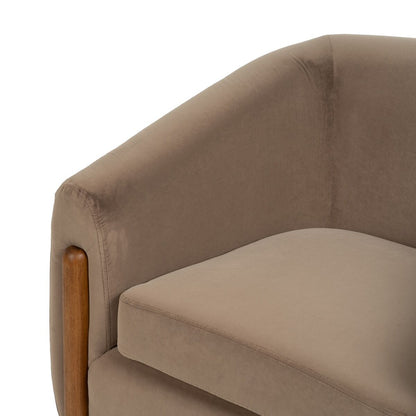 Natural Taupe Armchair Rubber Wood Foam Fabric 87 x 80 x 81 cm