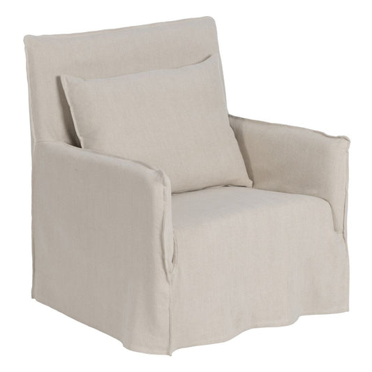 Cream Feather Armchair Pine Wood Foam 75 x 76 x 90.5 cm