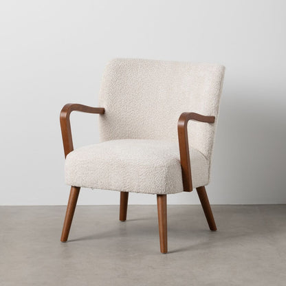 Natural Beige Armchair Polyester Rubber Wood Sponge 56 x 56 x 78 cm