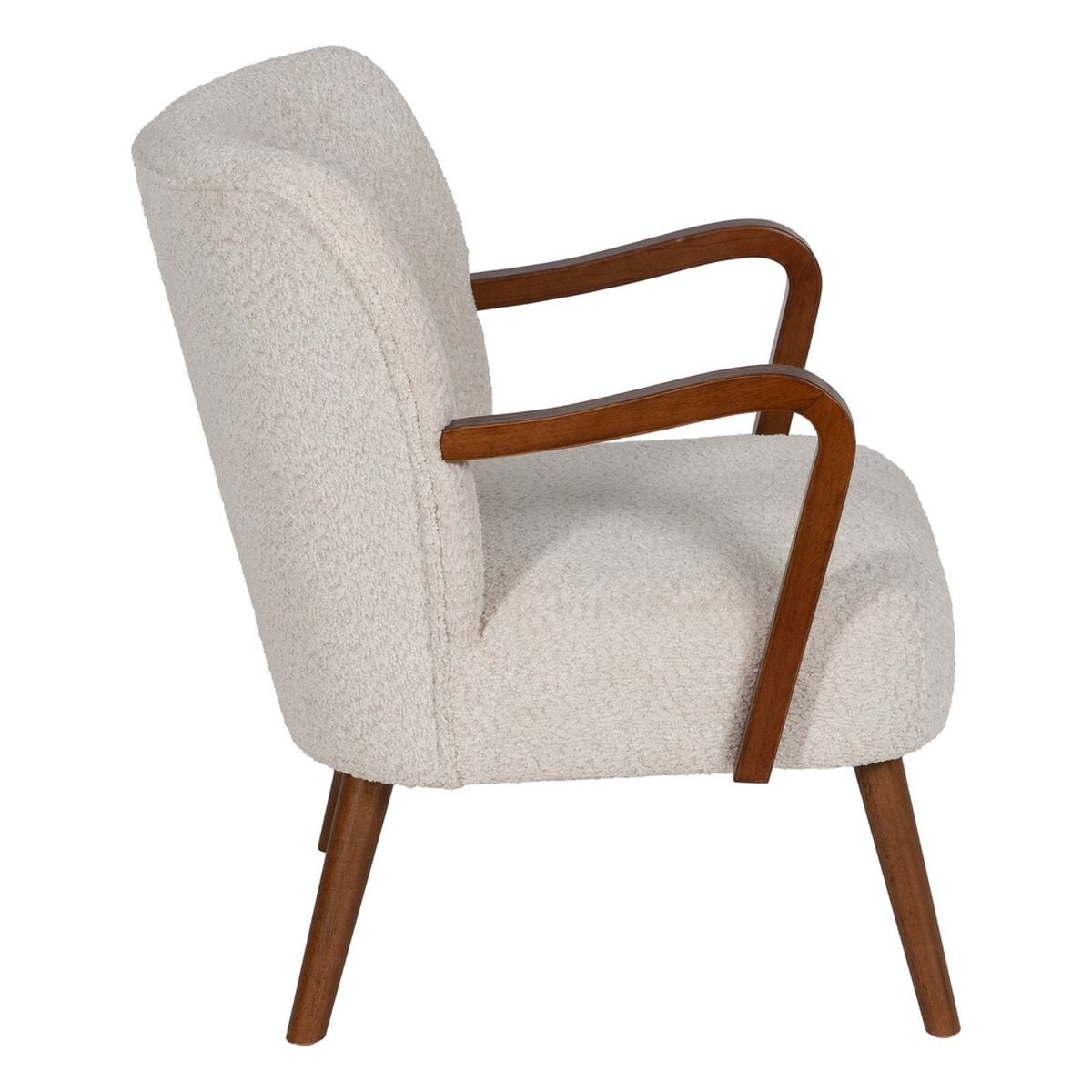 Natural Beige Armchair Polyester Rubber Wood Sponge 56 x 56 x 78 cm