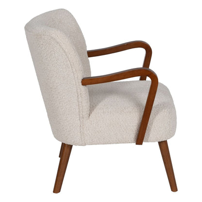 Natural Beige Armchair Polyester Rubber Wood Sponge 56 x 56 x 78 cm