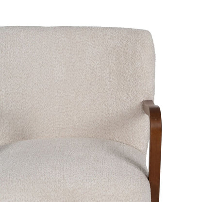 Natural Beige Armchair Polyester Rubber Wood Sponge 56 x 56 x 78 cm