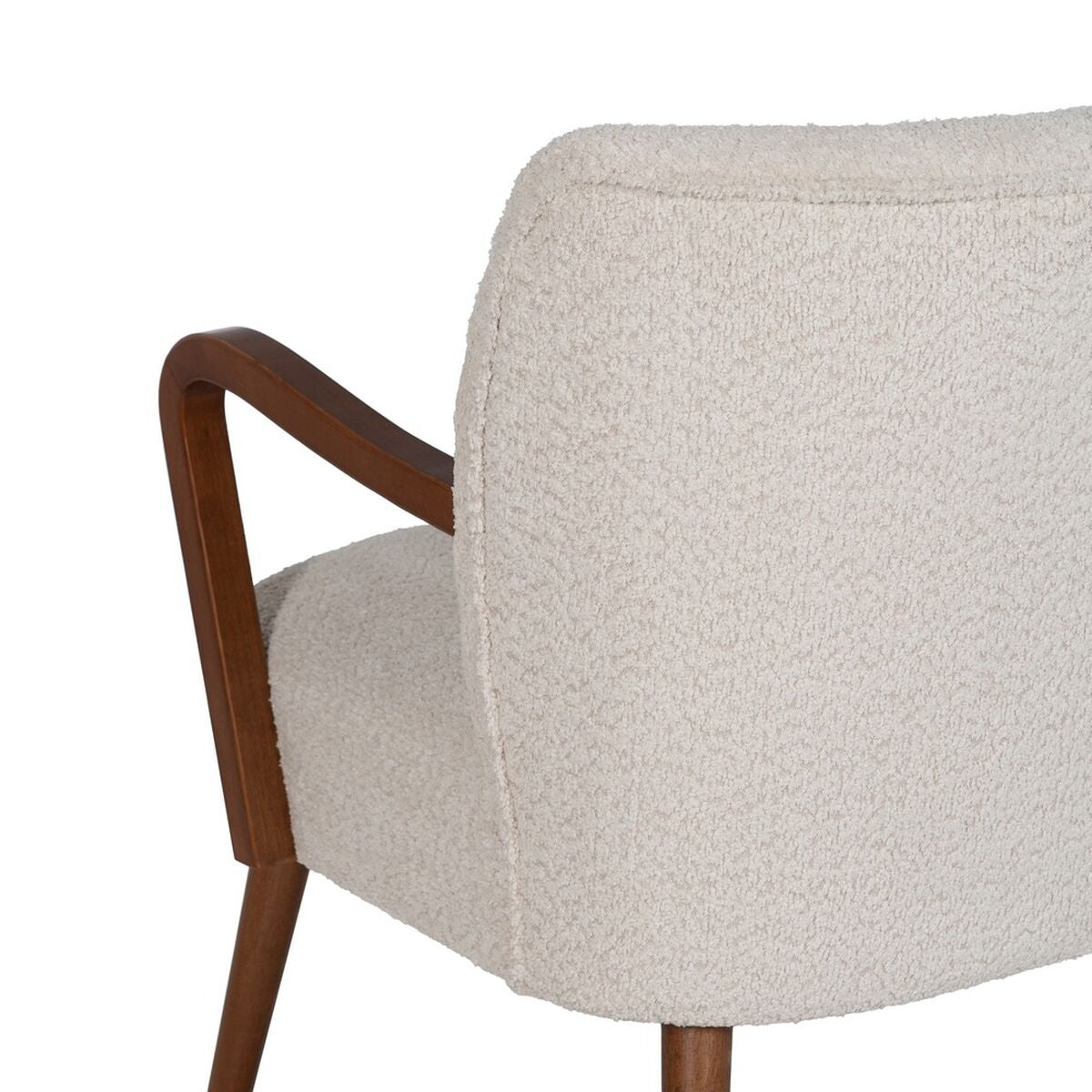 Natural Beige Armchair Polyester Rubber Wood Sponge 56 x 56 x 78 cm