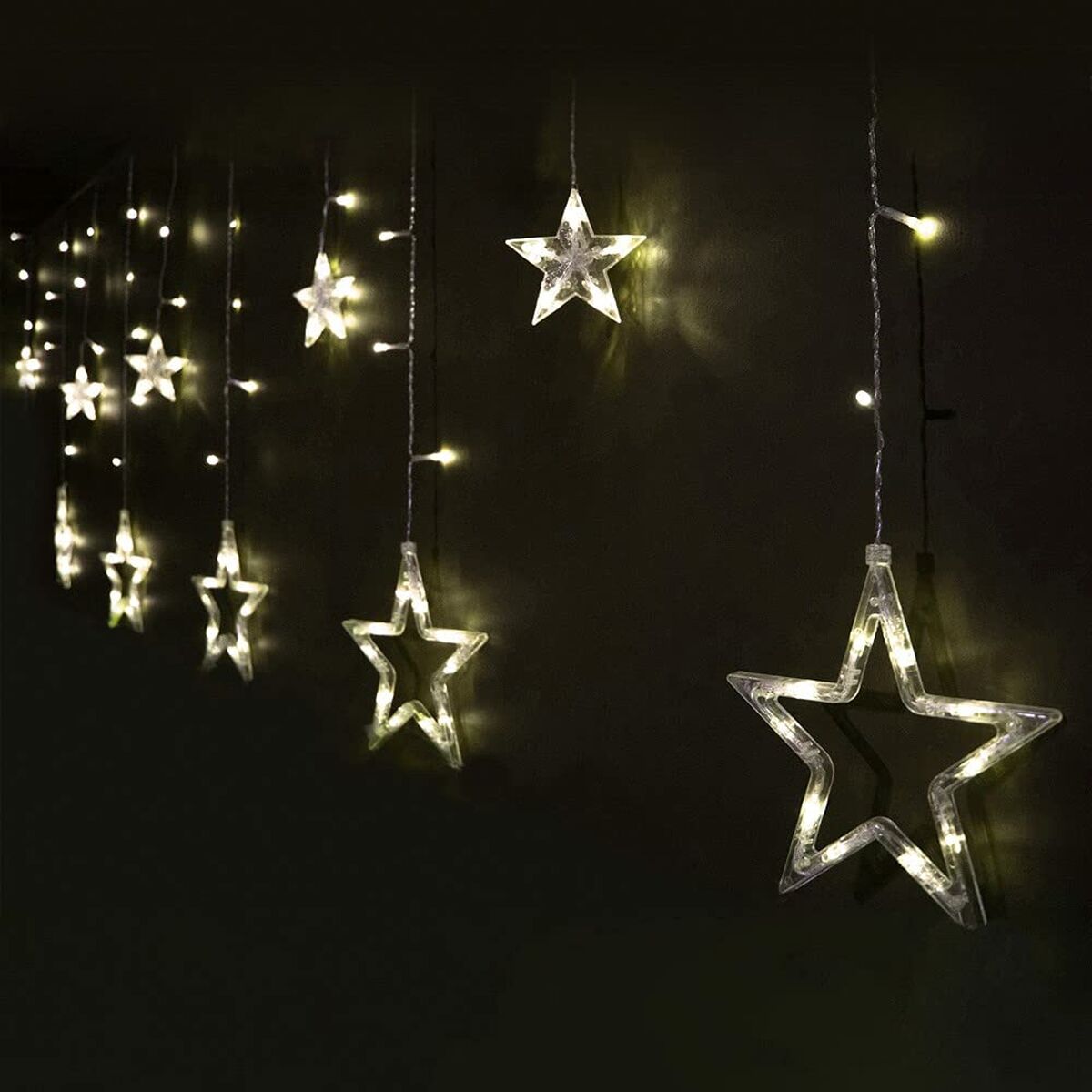 Cortina de Luces LED Cálido Estrellas