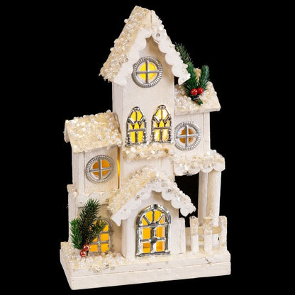 Adorno Navideño Blanco Madera Casa 24 x 11 x 39 cm