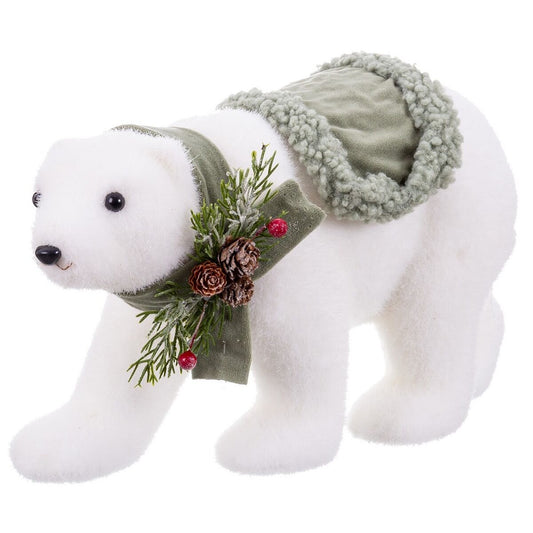 Christmas Decoration White Multicolor Plastic Polyfoam Fabric Bear 16 x 35 x 21 cm