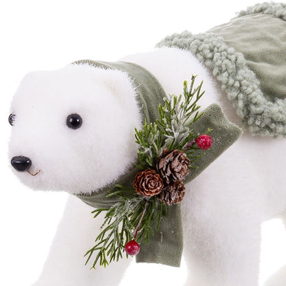 Christmas Decoration White Multicolor Plastic Polyfoam Fabric Bear 16 x 35 x 21 cm