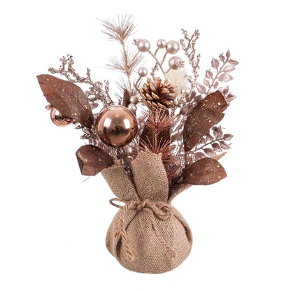 Christmas Ornament Copper Plastic Pine Cones Pot 15 x 15 x 30 cm