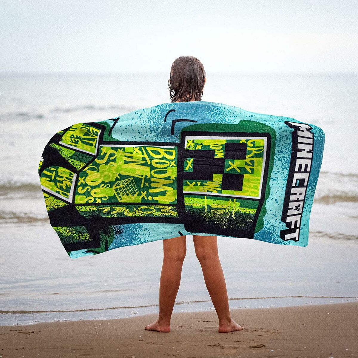 Minecraft Green Beach Towel 70 x 140 cm