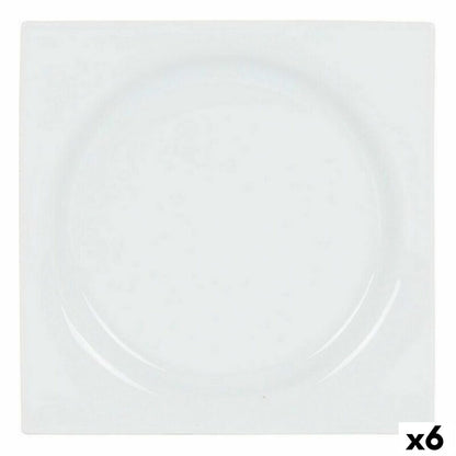 Inde Zen Porcelain Dessert Plate White 18 x 18 x 2.5 cm (6 Units)