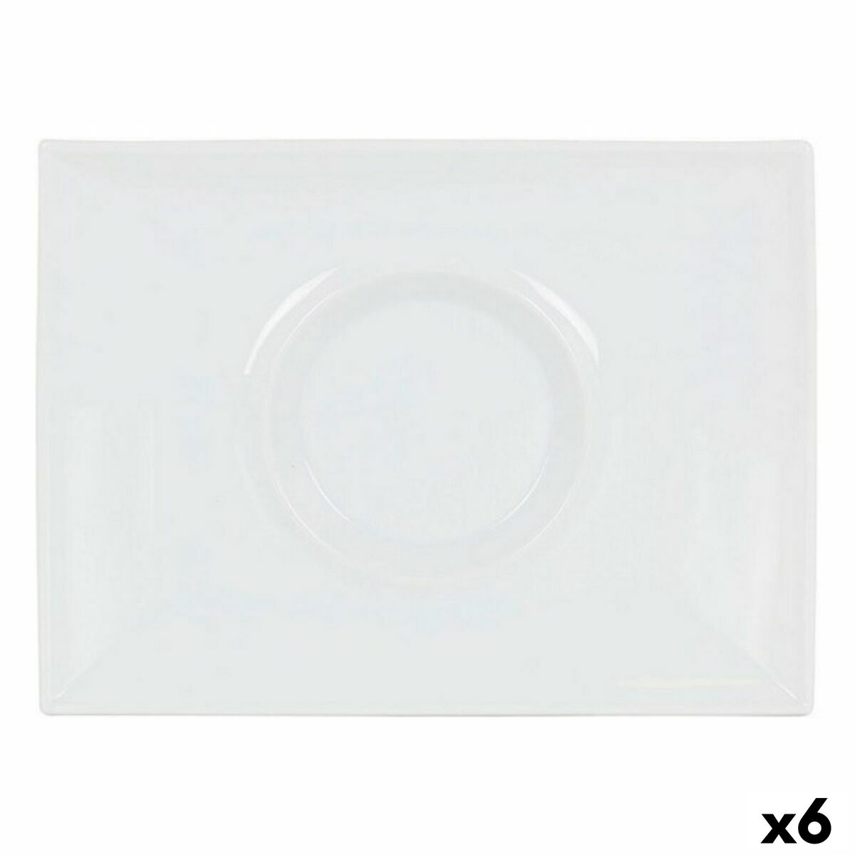 Plato Llano Inde Gourmet Porcelana Blanco 29,5 x 22 x 3 cm (6 Unidades)