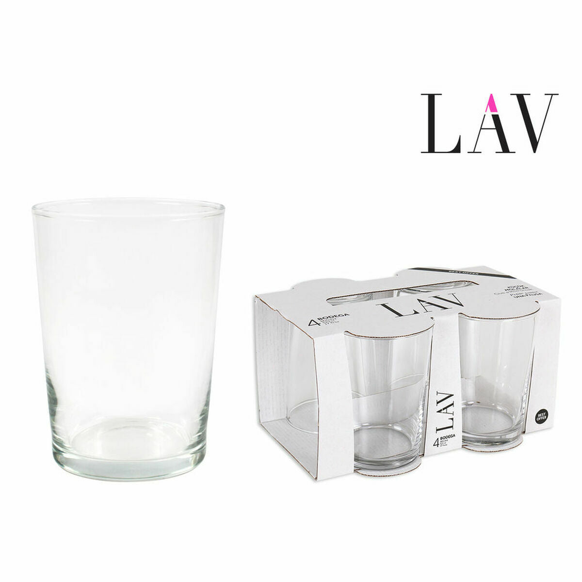 LAV Best offer 4-Piece Glass Set (4 Units) (12 Units) (520 ml)