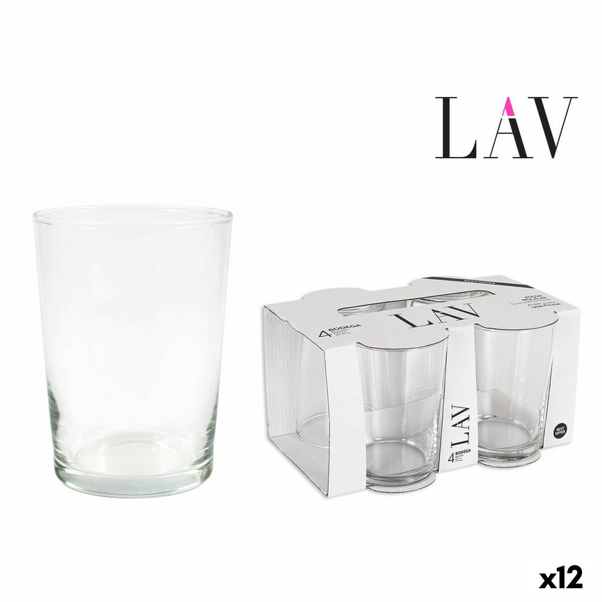 LAV Best offer 4-Piece Glass Set (4 Units) (12 Units) (520 ml)