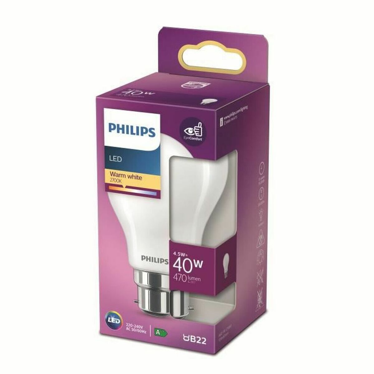 Philips LED Bulb 8718699762476 White F 40 W B22 (2700 K)