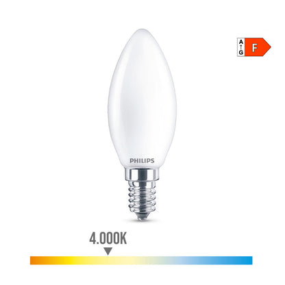 Bombilla LED Philips Vela Blanco F 40 W 4,3 W E14 470 lm 3,5 x 9,7 cm (4000 K)