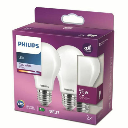 Bombilla LED Philips Equivalent 75 W E (4000 K) (2 Unidades)