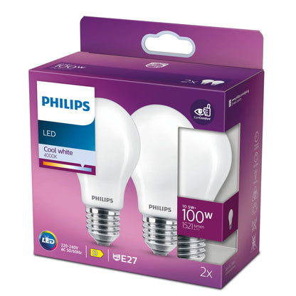 Philips NL45-0800WT240E27-3PK 4000 K E27 White D LED Bulb (2 Units) (Refurbished A+)