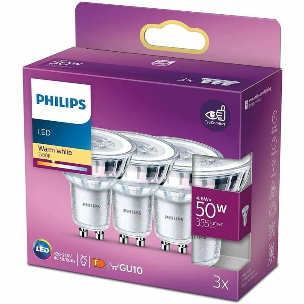 Bombilla LED Philips Foco F 4,6 W (2700k)