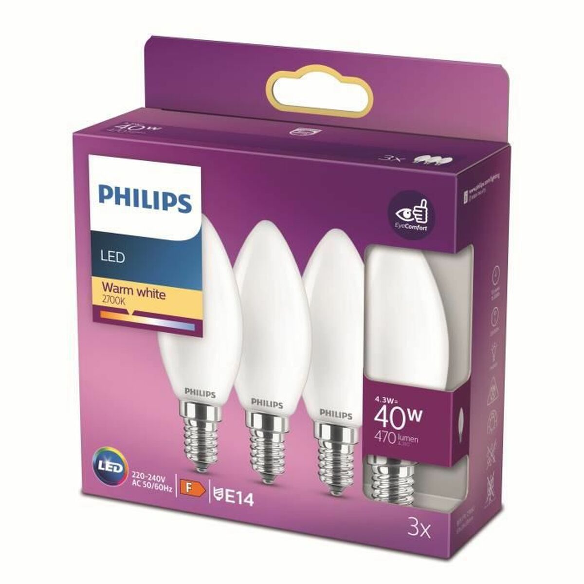 Philips LED Bulb 8719514272170 40 WF E14 (2700 K) (3 Units)