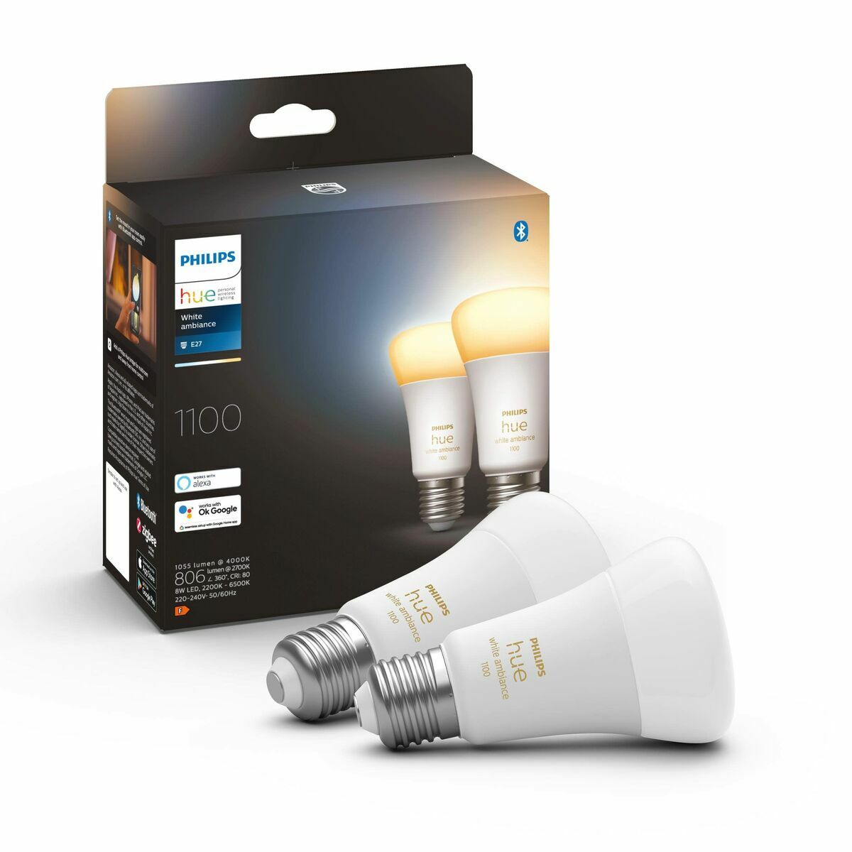 Bombilla Inteligente Philips Pack de 2 E27 Blanco F E27 (2200K) (6500 K)