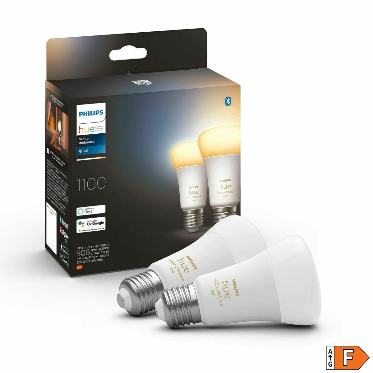 Bombilla Inteligente Philips Pack de 2 E27 Blanco F E27 (2200K) (6500 K)