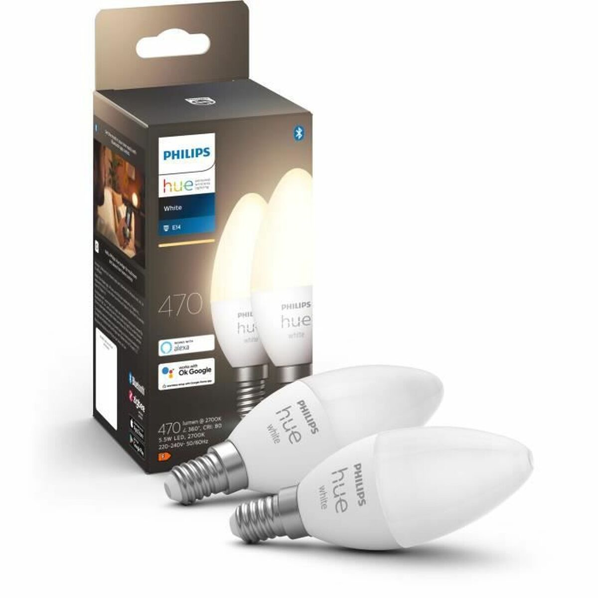 Philips LED Bulb 8719514320628 White F E14 E27 470 lm (2 Units)