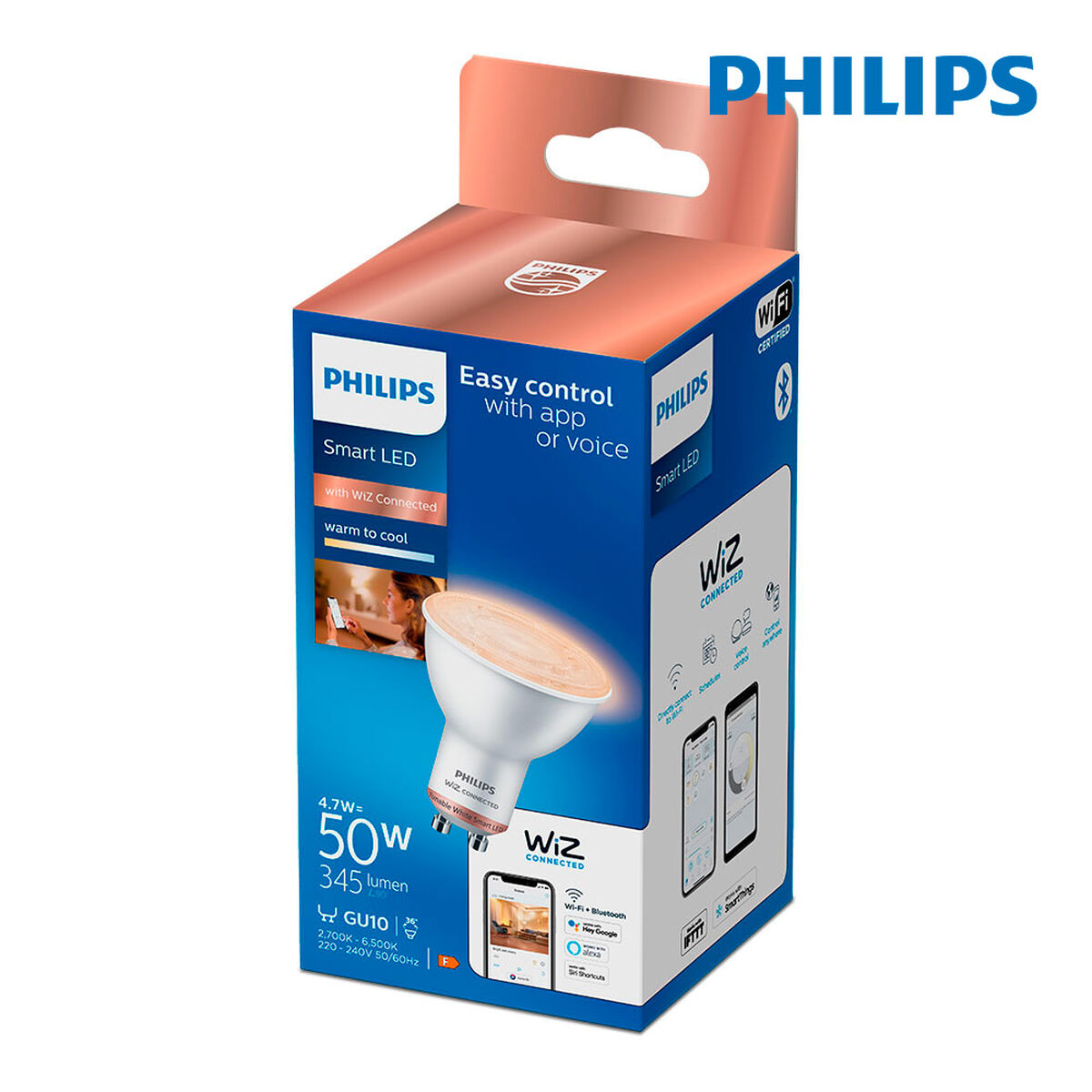 Philips Wiz Dichroic LED Bulb White F 4.7 W GU10 345 Lm (2700 K) (2700-6500 K)