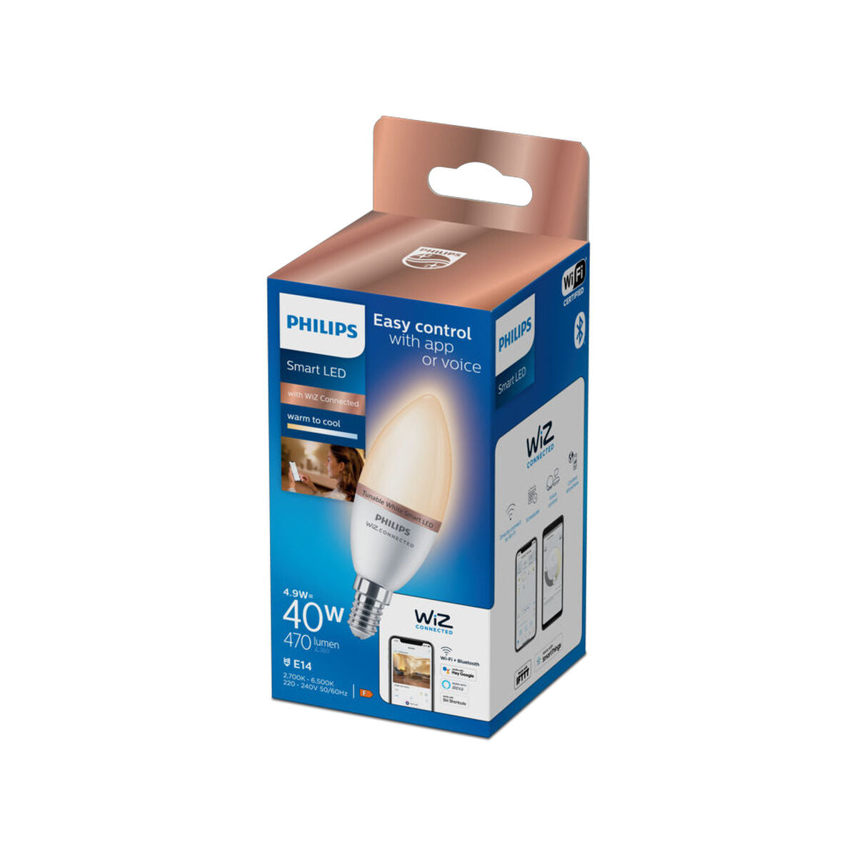 Philips Wiz LED Bulb White F 40 W 4.9 W E14 470 lm (2700-6500 K)