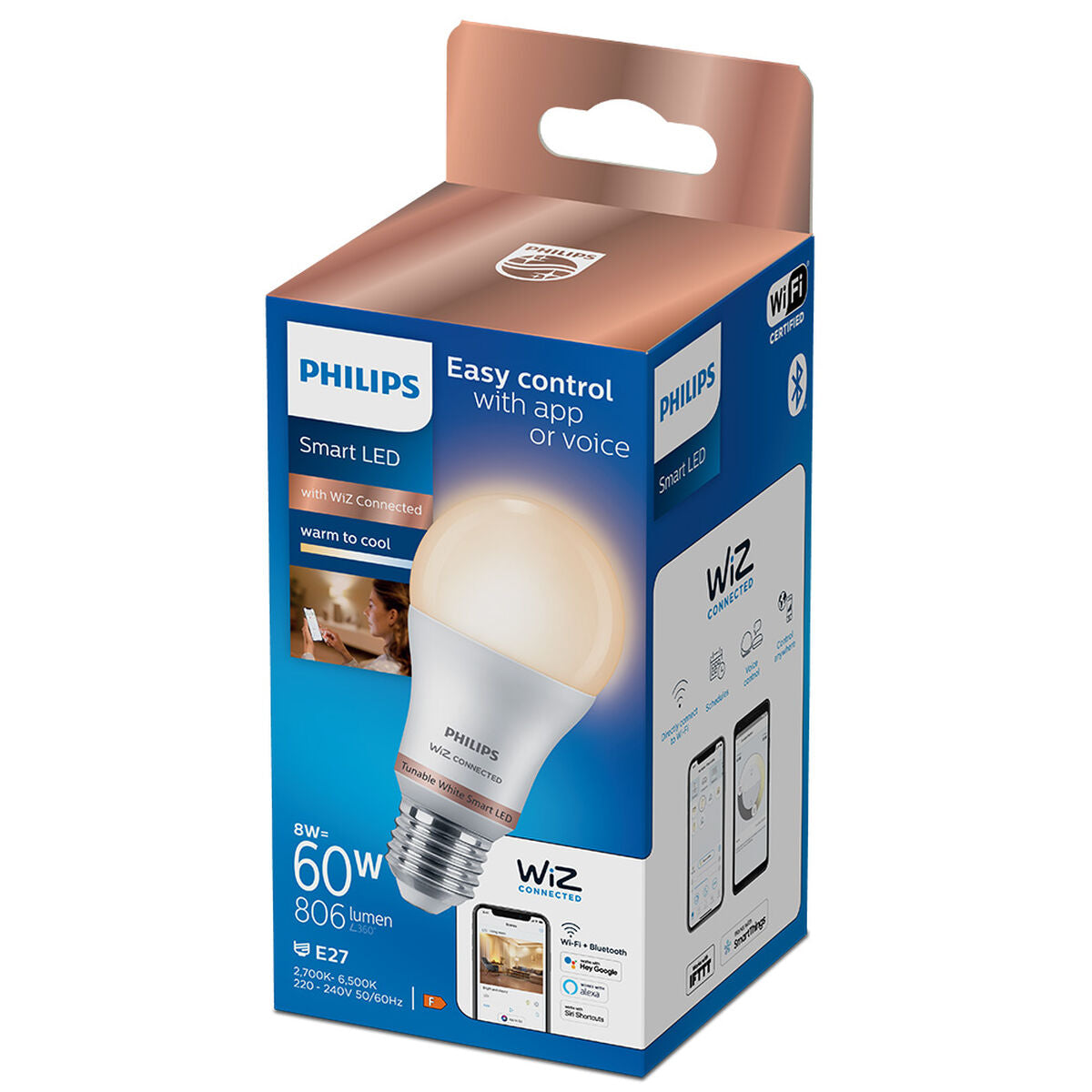 Philips Wiz Standard LED Bulb White F 8 W E27 806 lm (2700-6500 K)