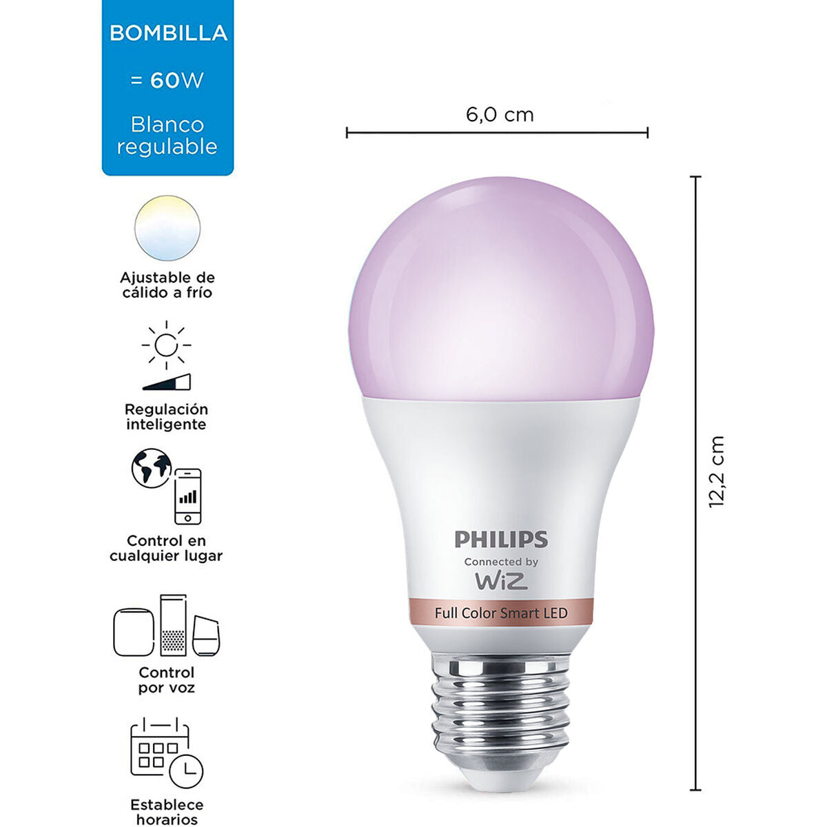 Philips Wiz Full Colors F Smart Bulb 8.5 W E27 806 lm (2200-6500 K)