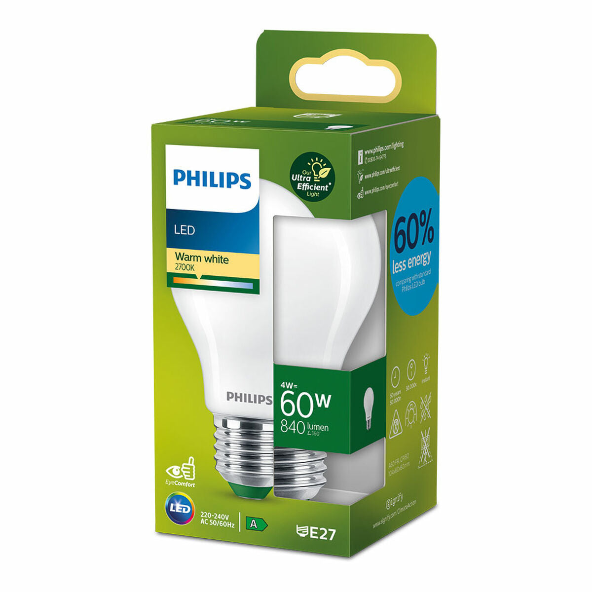 Bombilla LED Philips Classic A 4 W 60 W E27 840 lm (2700 K)