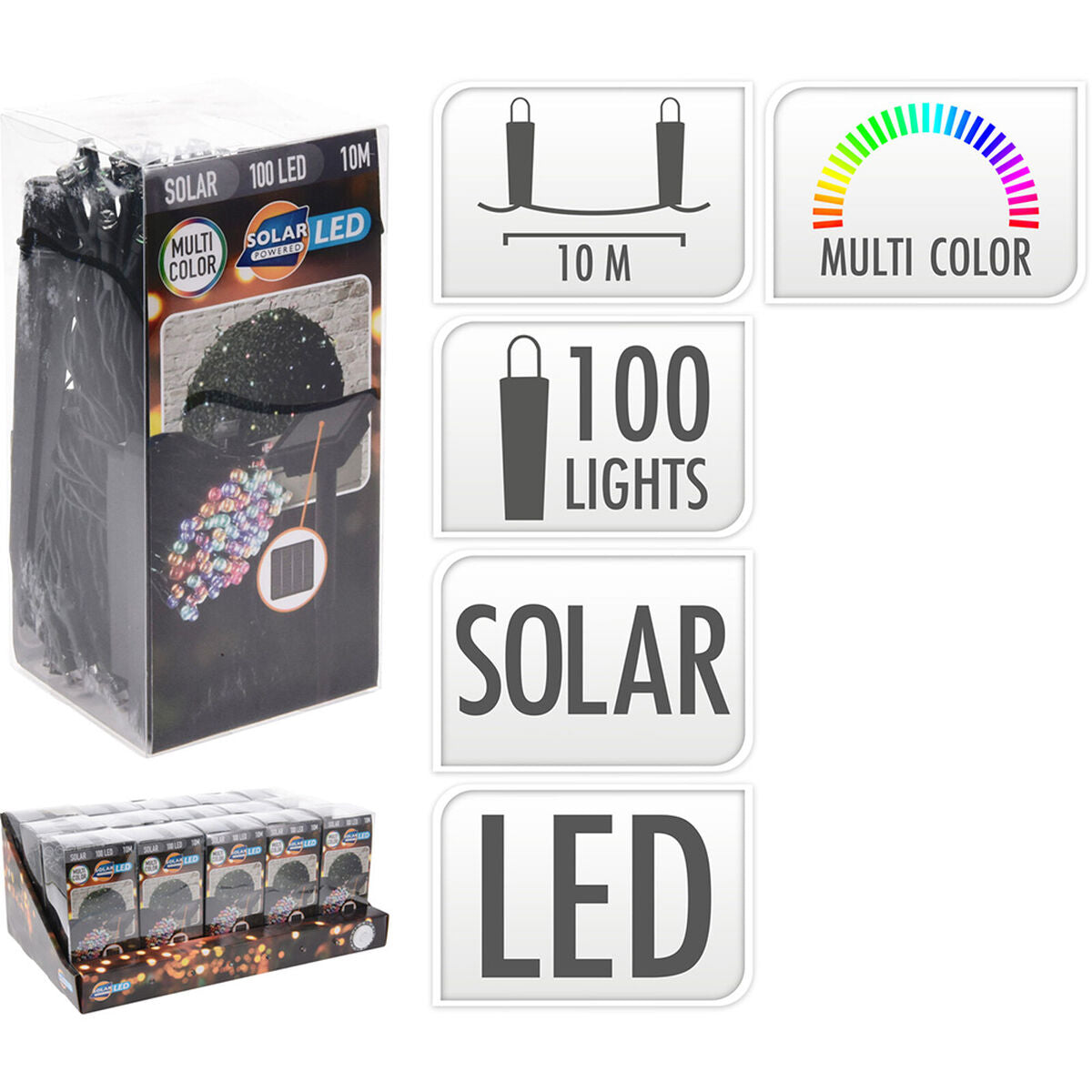 Guirnalda de Luces LED Lifetime 12 m Multicolor Solar